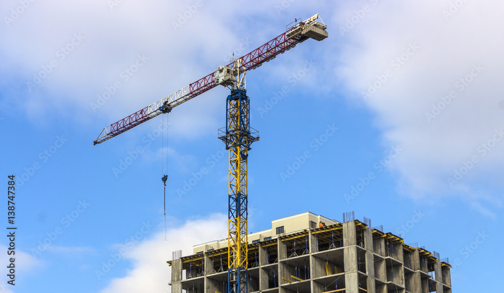 Construction, high-rise, building, tower, crane