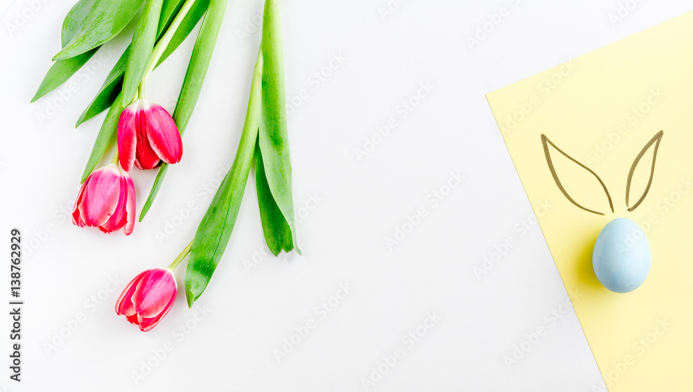 Easter concept on white background top view mockup