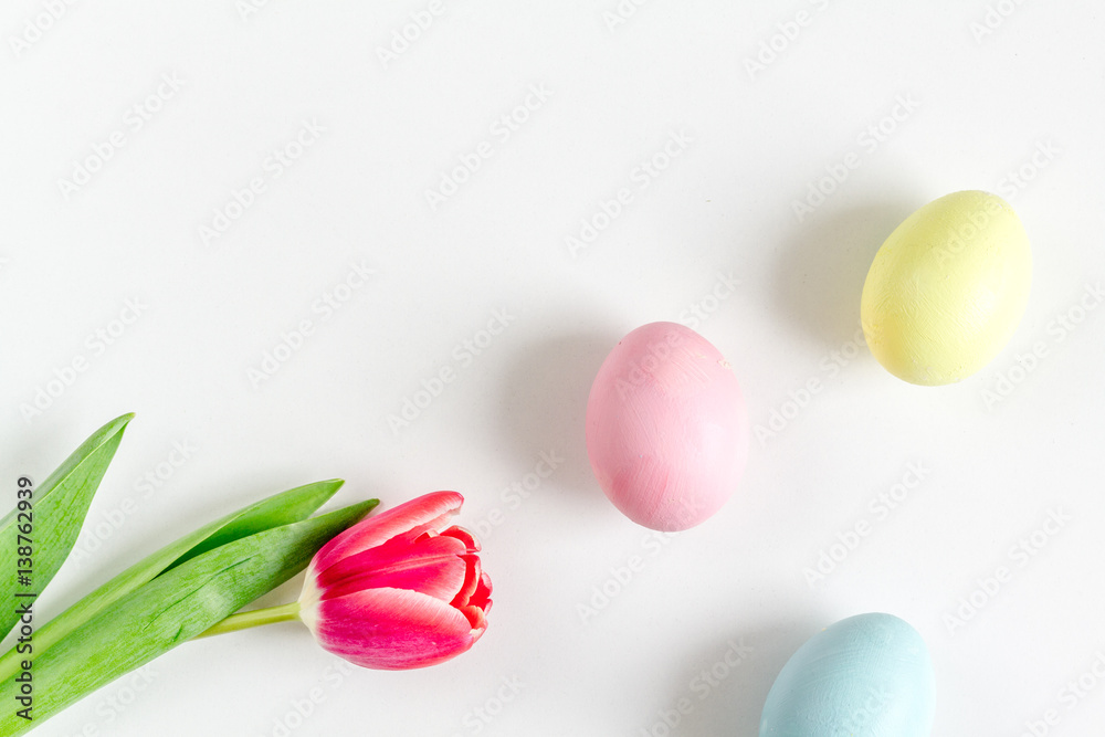 Easter concept on white background top view mockup