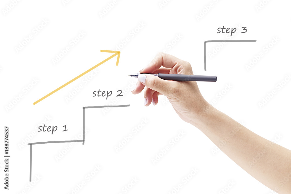 females hand drawing diagram with a pen