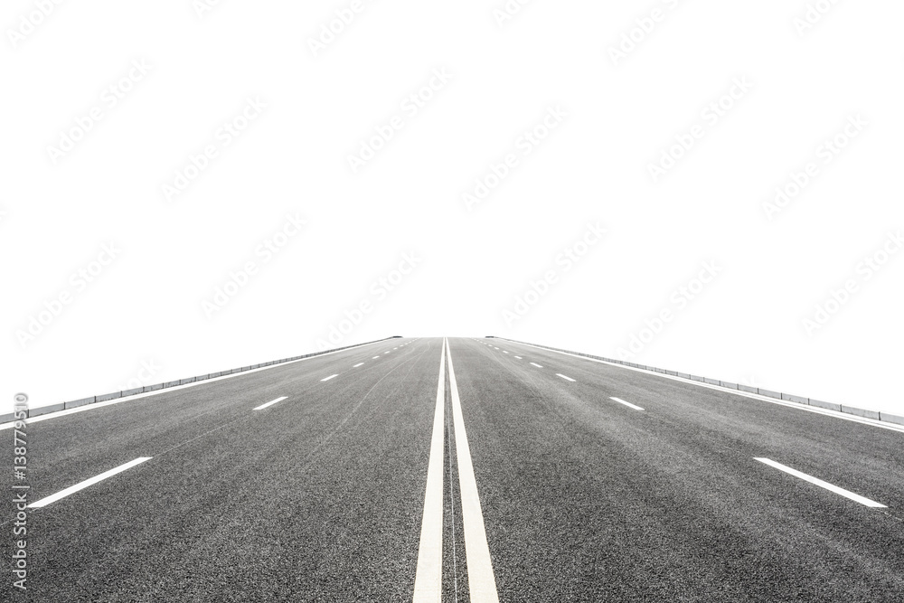 New asphalt road on white background