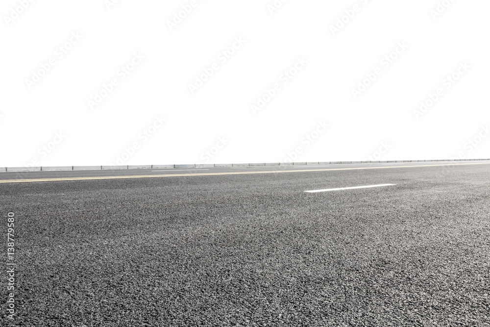 New asphalt road on white background