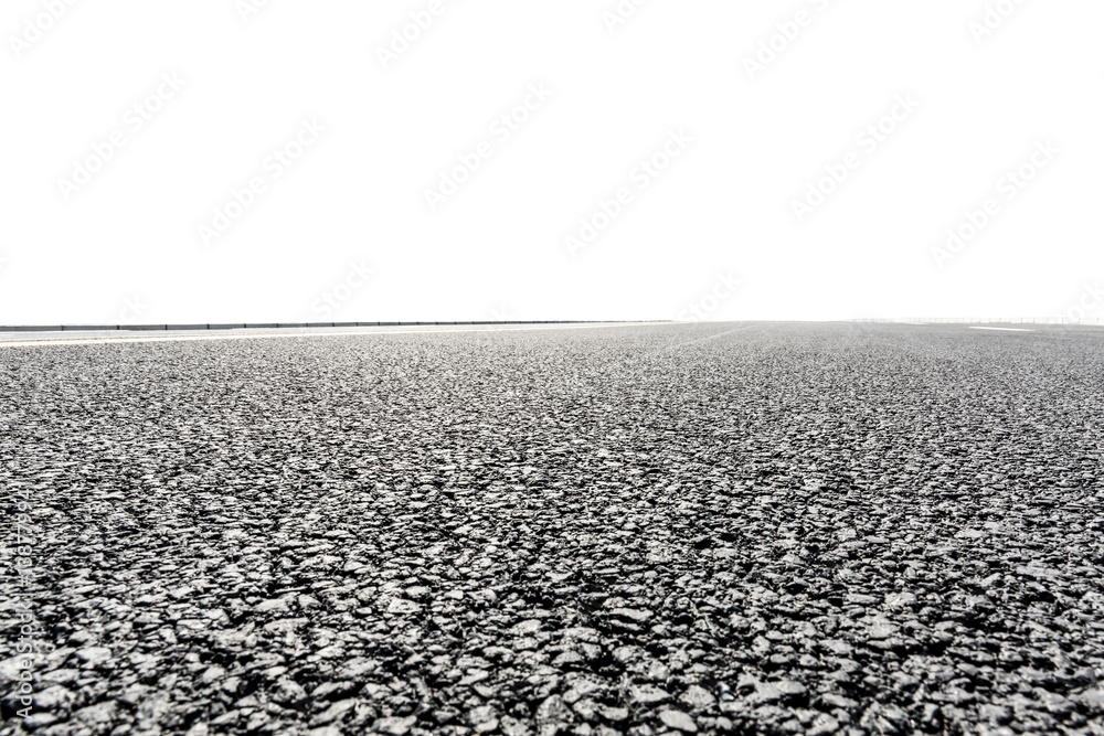 New asphalt road on white background