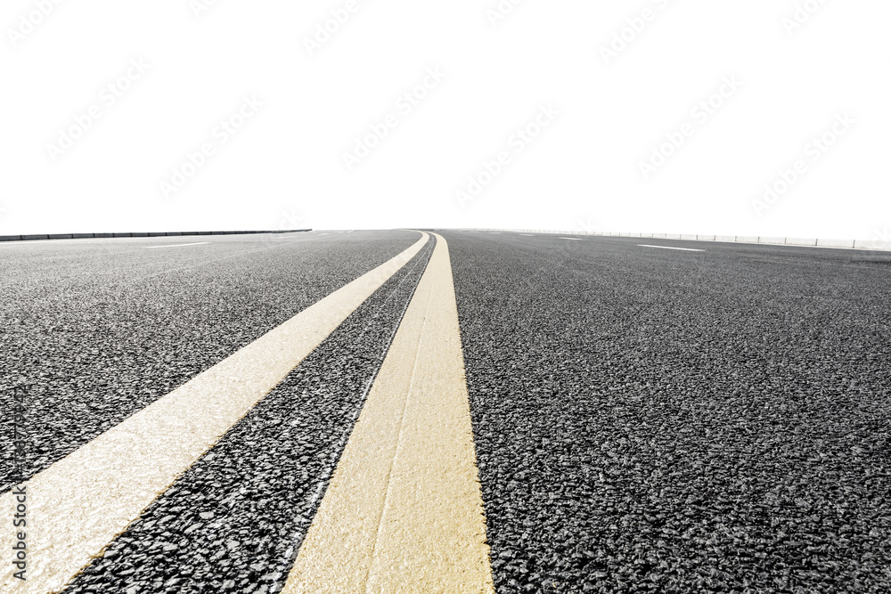 New asphalt road on white background