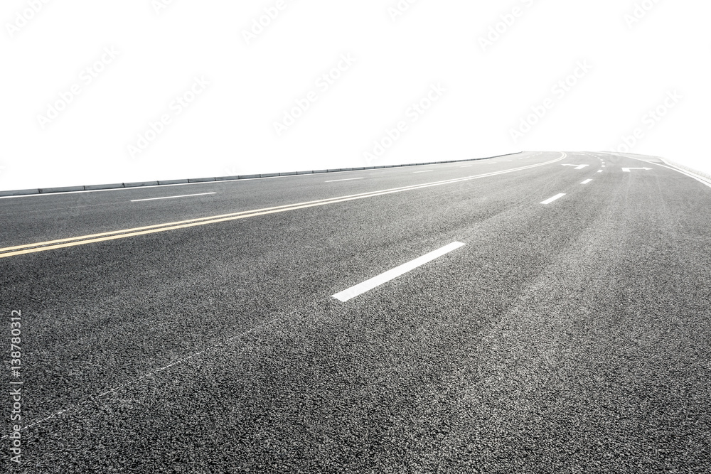 New asphalt road on white background