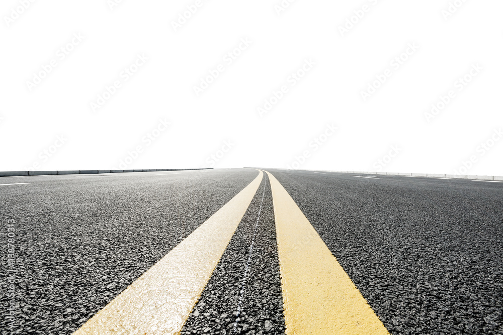 New asphalt road on white background