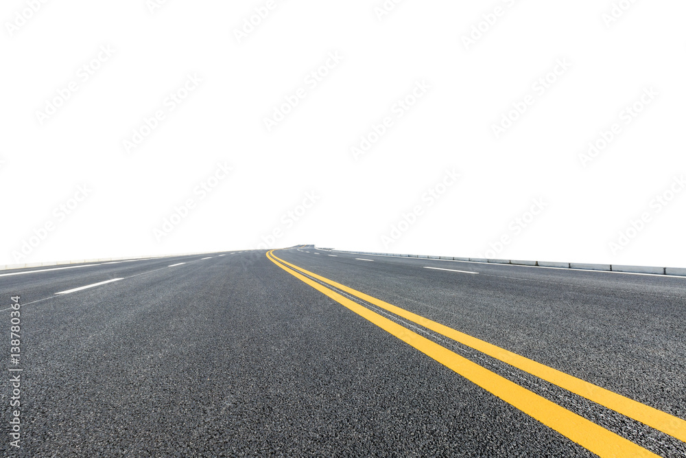 New asphalt road on white background