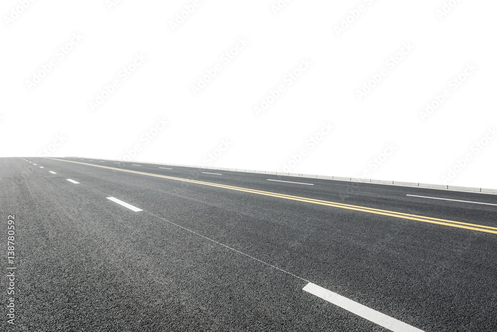 New asphalt road on white background