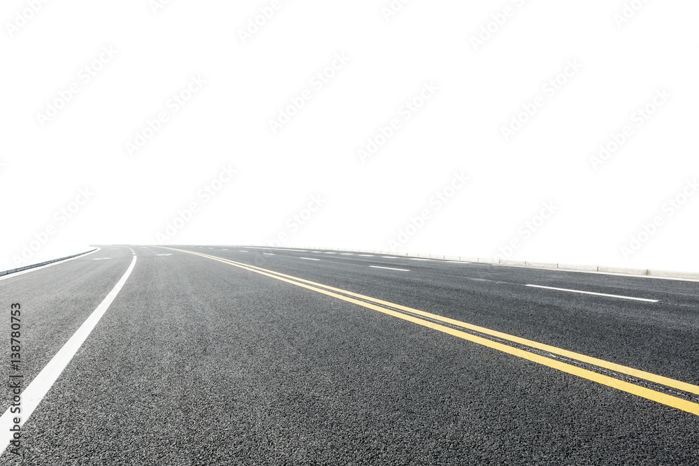 New asphalt road on white background