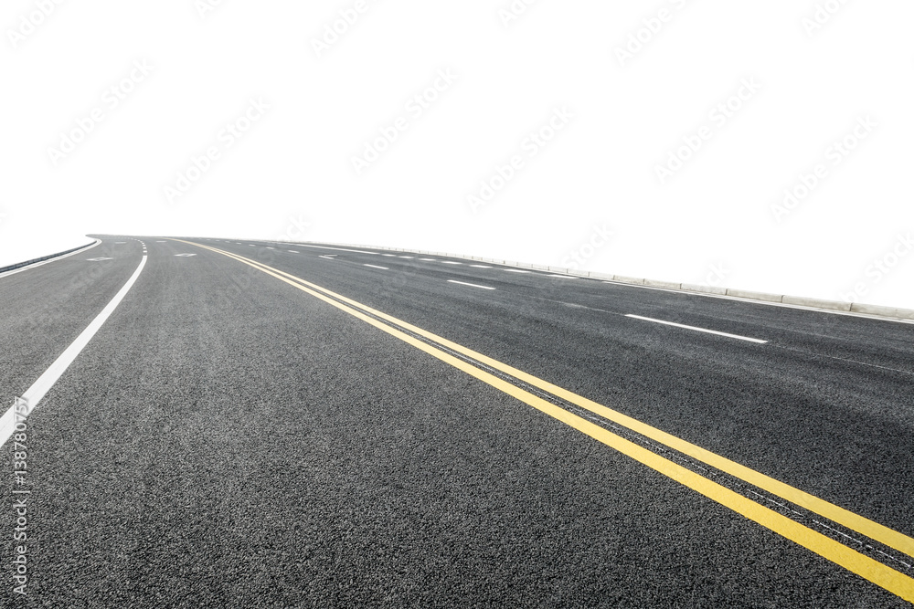 New asphalt road on white background