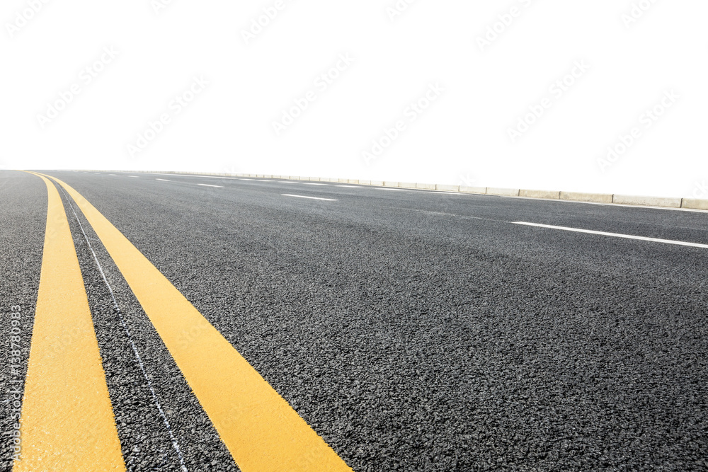 New asphalt road on white background