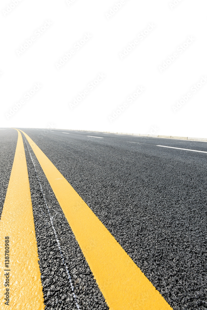 New asphalt road on white background