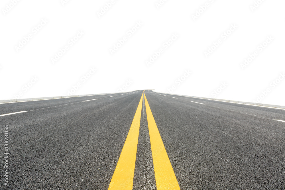 New asphalt road on white background