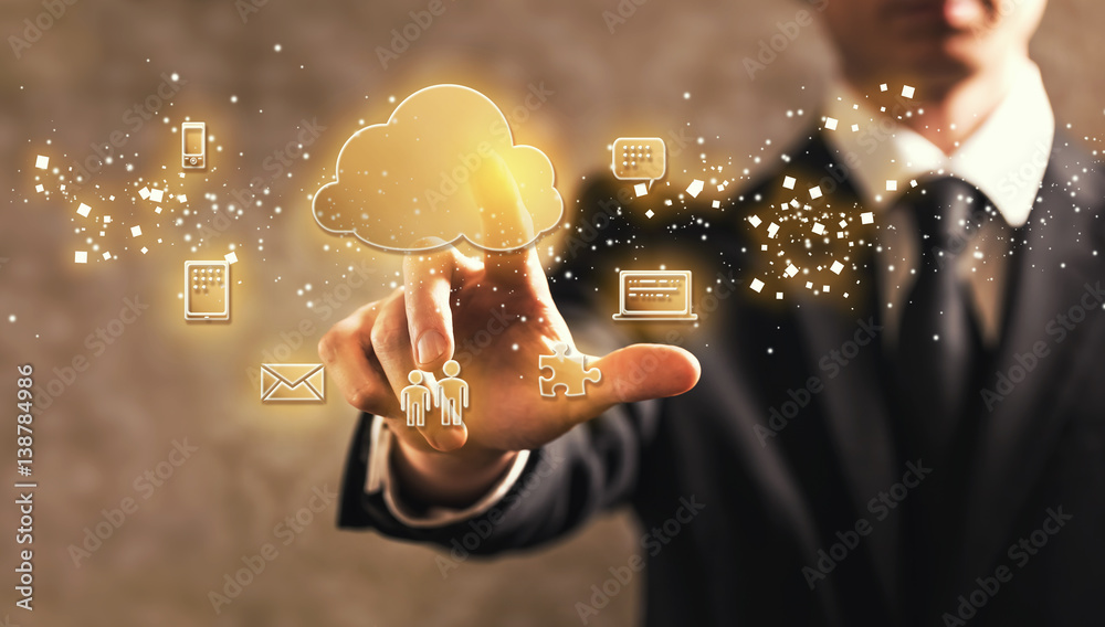 Cloud Computing with businessman