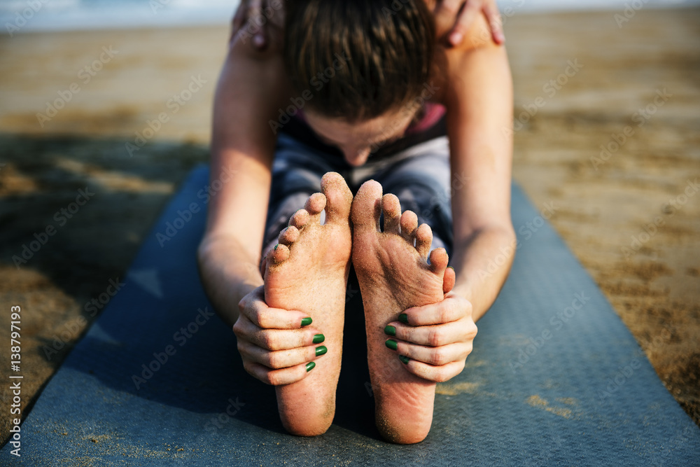 Yoga Exercise Stretching Meditation Concentration Summer Concept