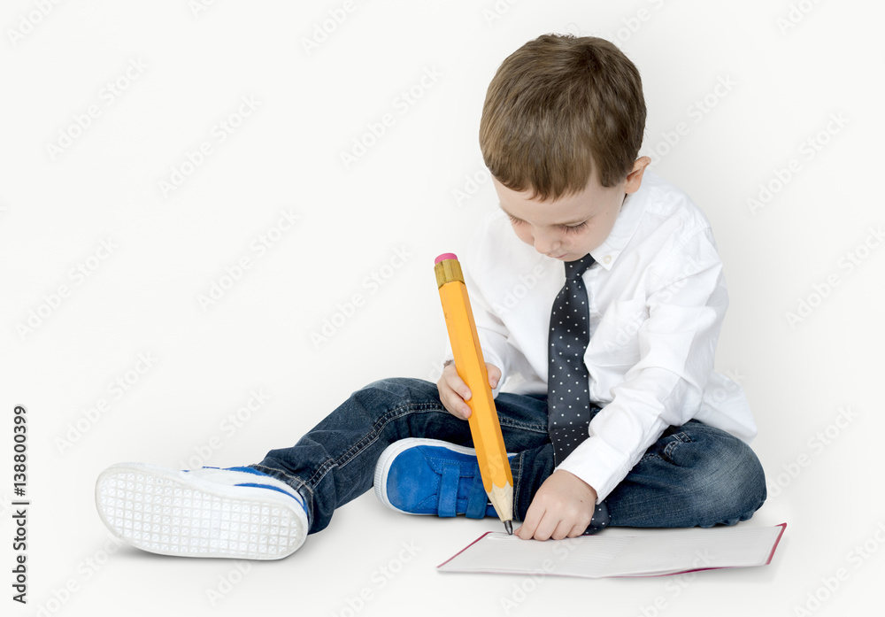 Caucasian Boy Focused Concentrated Play