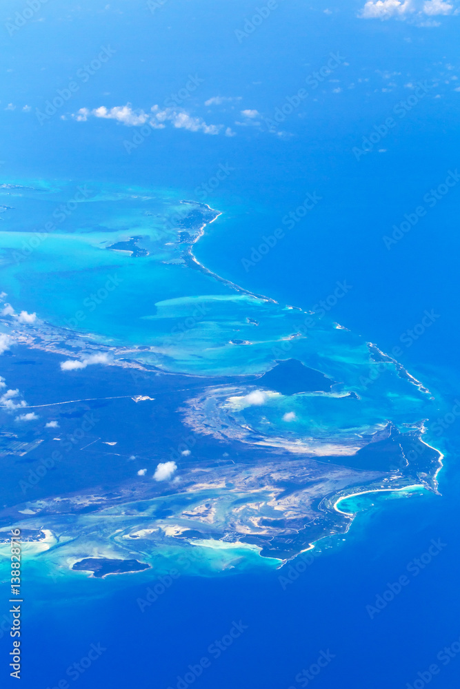 Aerial view of Bahama island at Atlantic ocean