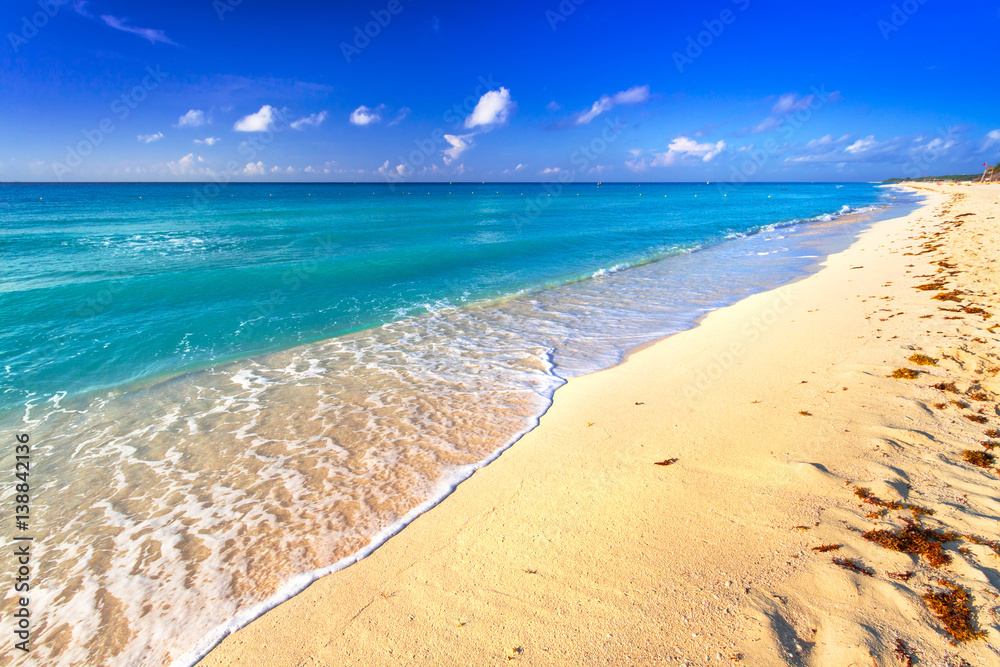 Beach at Caribbean sea in Playa del Carmen, Mexico