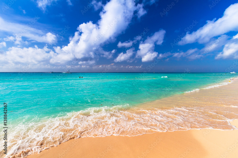 Beach at Caribbean sea in Playa del Carmen, Mexico