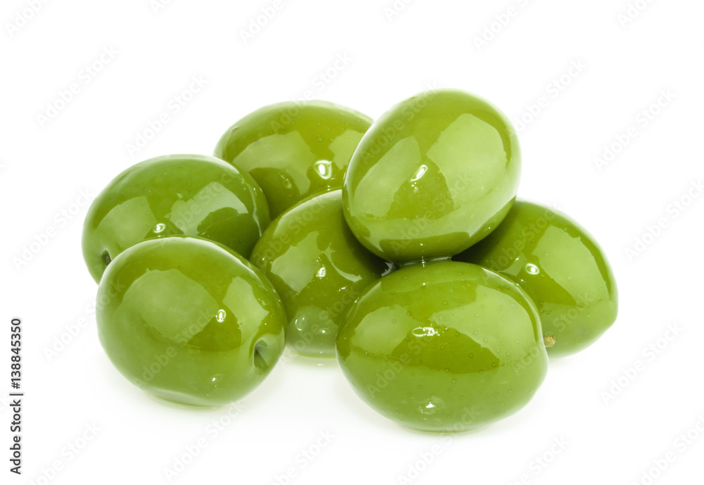 Green olives isolated