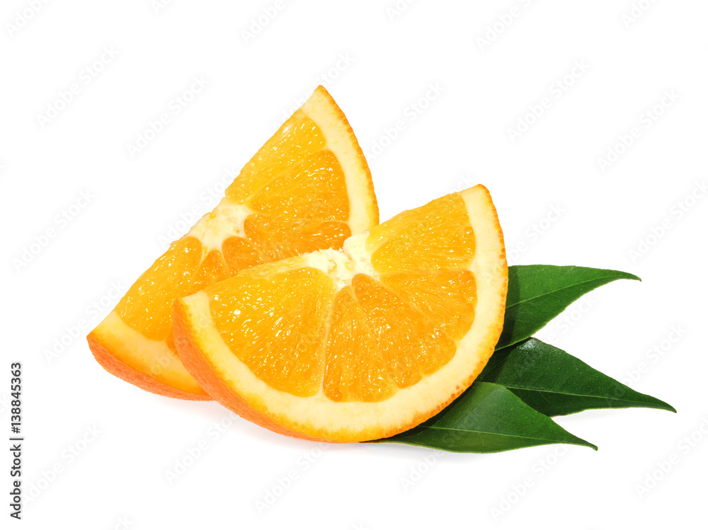 Orange slices isolated on white