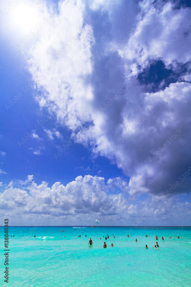 Beach at Caribbean sea in Playa del Carmen, Mexico