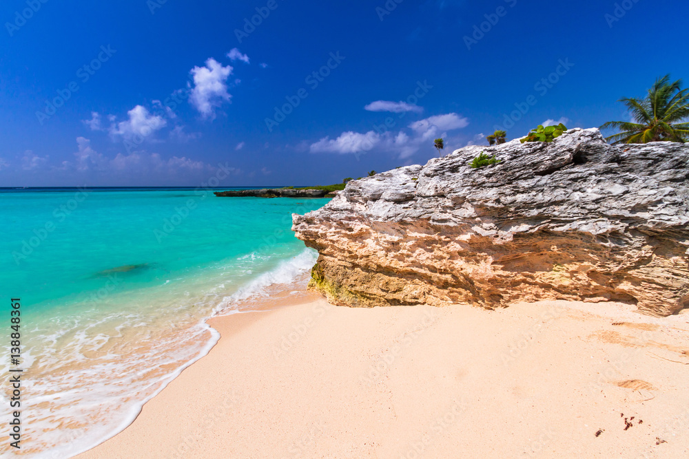 Beach at Caribbean sea in Playa del Carmen, Mexico