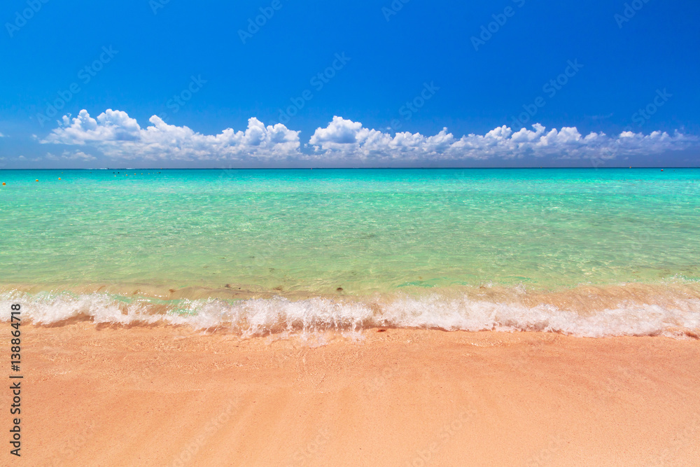 Beach at Caribbean sea in Playa del Carmen, Mexico