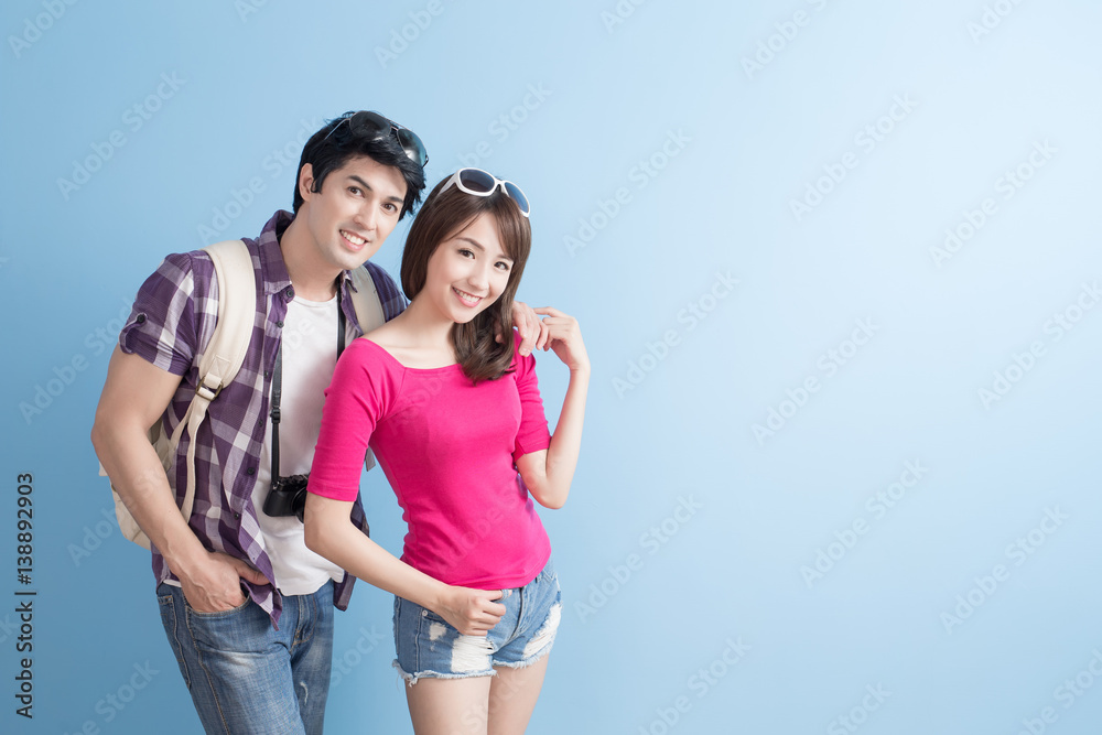 young couple go to travel