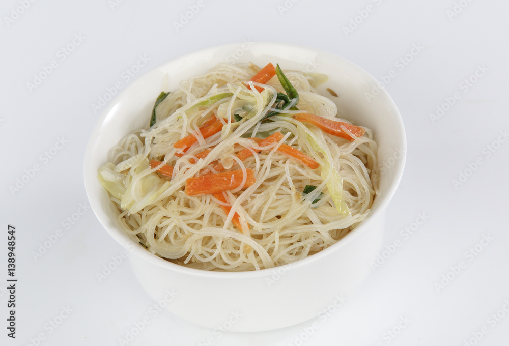 rice noodles isolated on white background