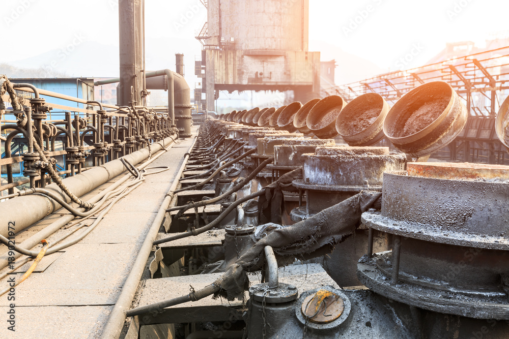 Steel Plant old industrial equipment scene in China