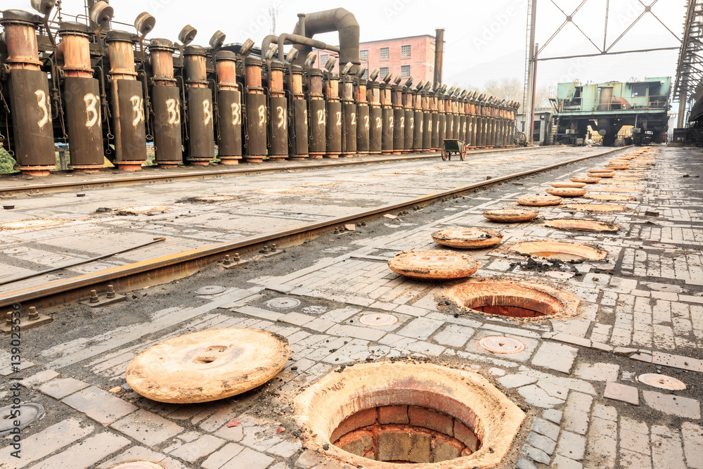 Steel Plant old industrial equipment scene in China