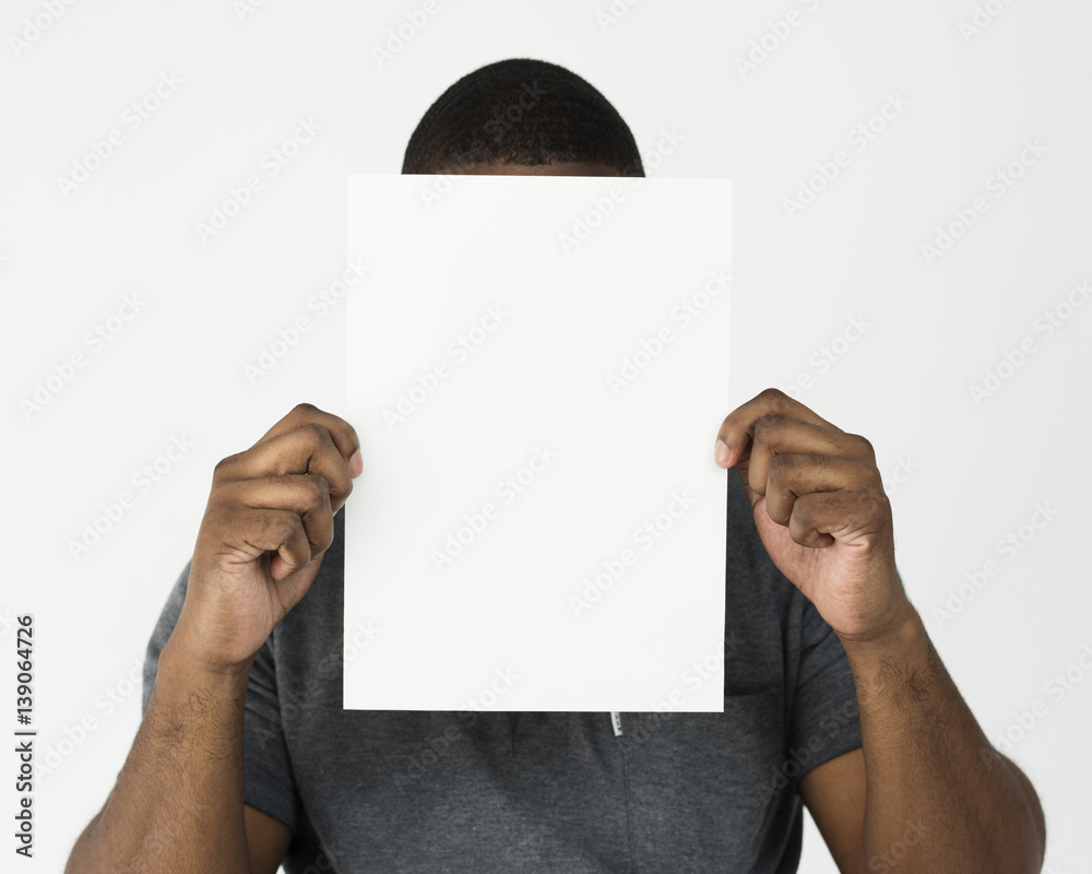 Person Holding Placard Studio Concept