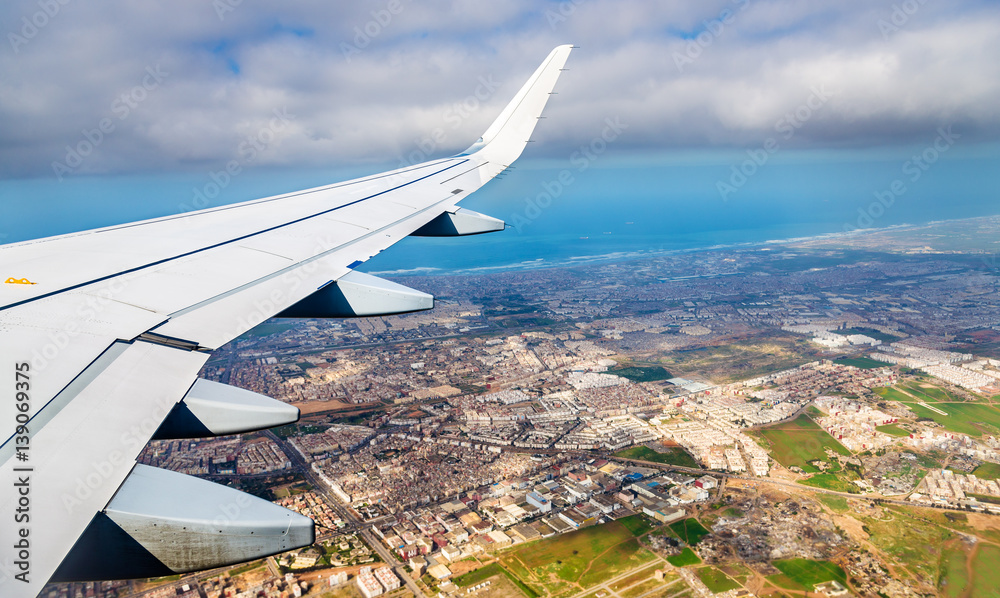 Aerial view of Casablanca from a landing airplane