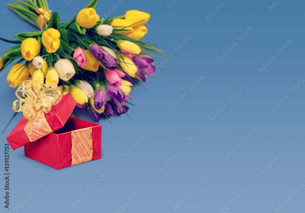 Spring flowers on desk.