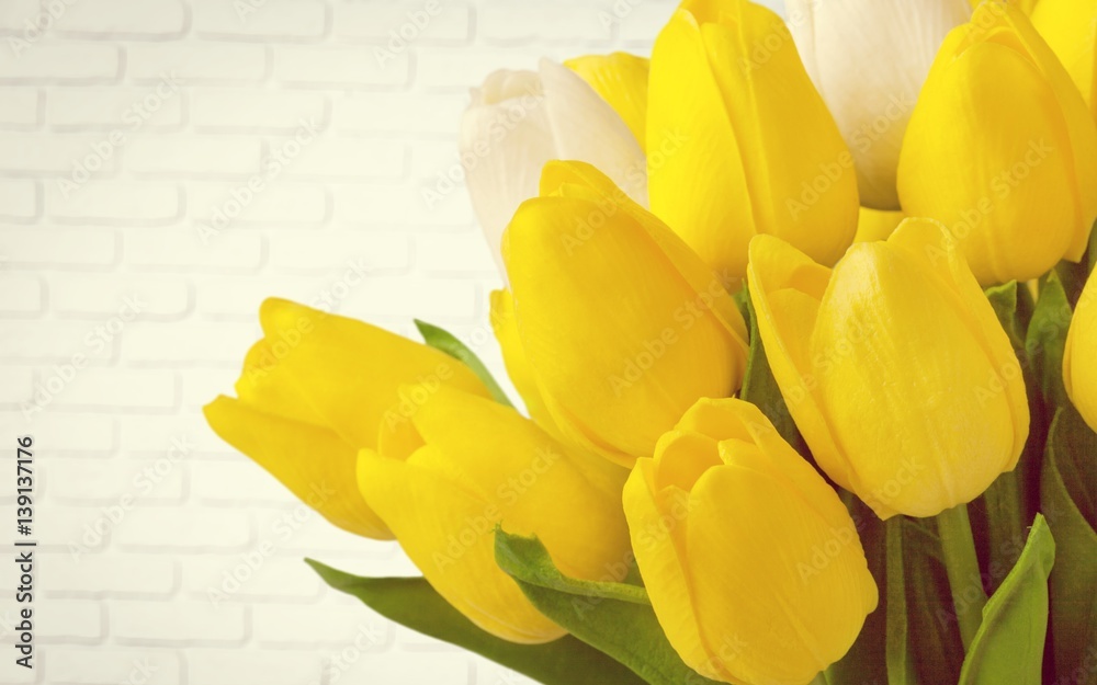 Spring flowers on desk.