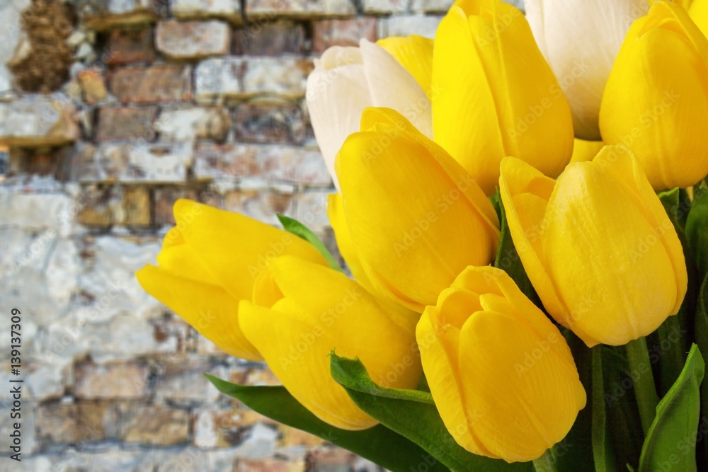 Spring flowers on desk.