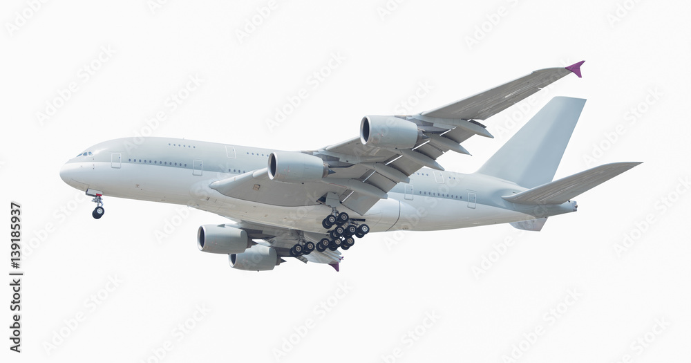 Commercial airplane isolated on white background with clipping path