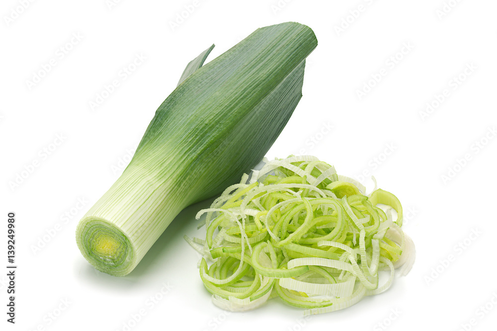 Leek vegetable on white