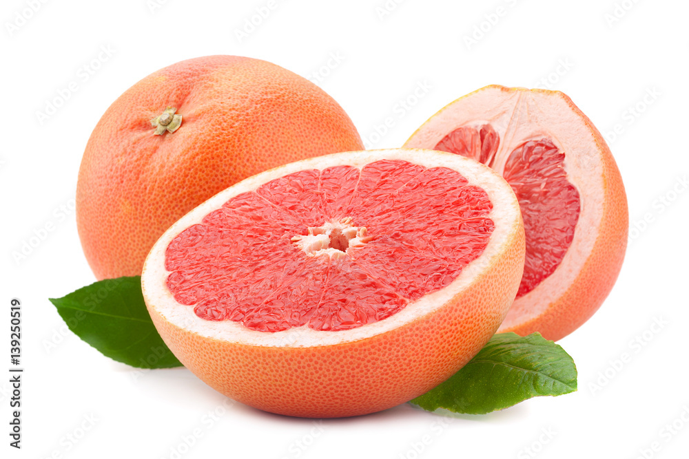 Orange grapefruit on white