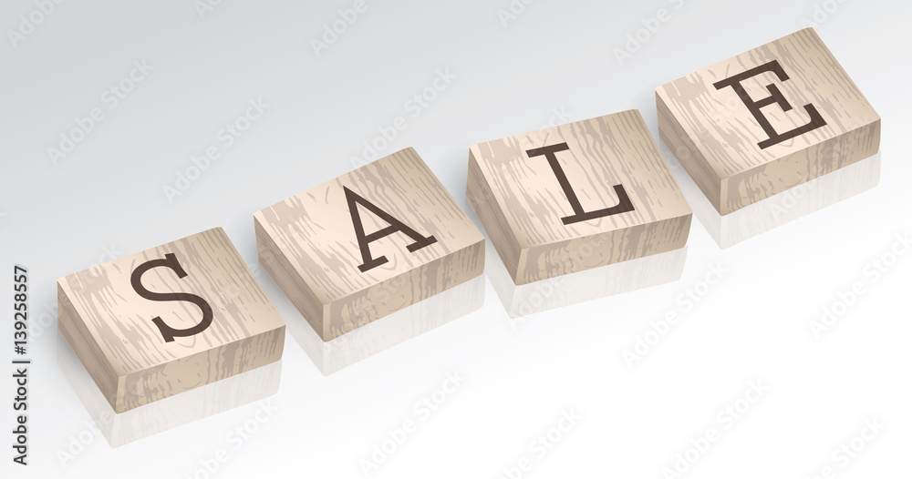 Word SALE composed from alphabet blocks vector illustration