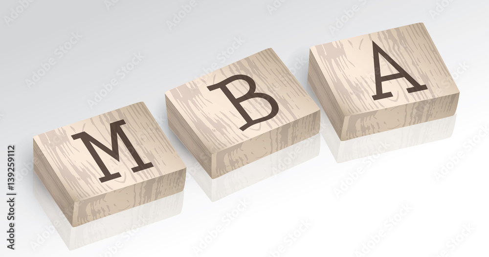 Word MBA composed from alphabet blocks vector illustration