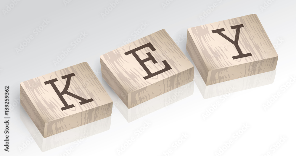 Word KEY composed from alphabet blocks vector illustration