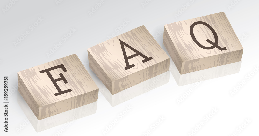 Word FAQ composed from alphabet blocks vector illustration