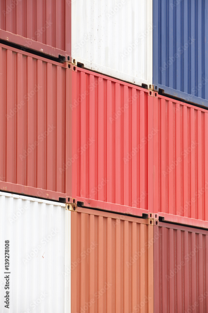 Multicolor of Cargo container stack at container yard area