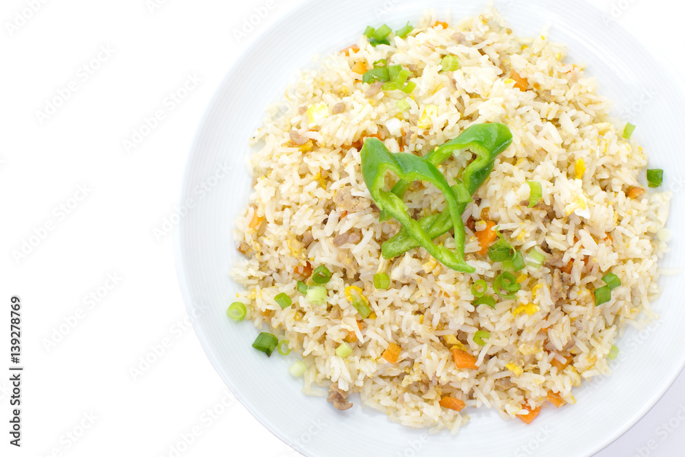 Frird rice with pork and mix vegetable