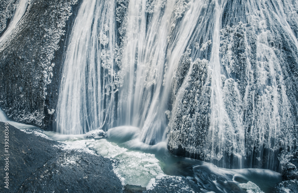 Ice waterfall in winter season Fukuroda Falls , Ibaraki prefecture , Japan