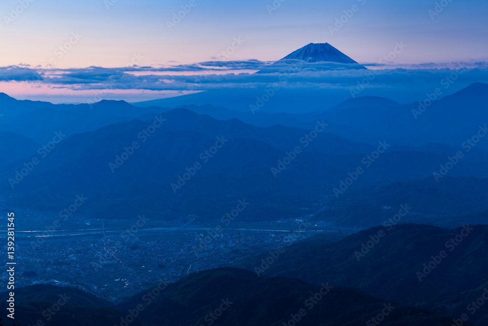 Mt.Fuji and Kofu city in early morning