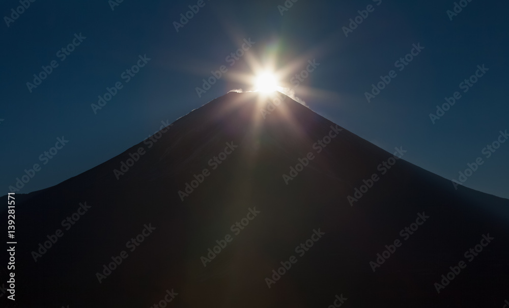 First Japan sunrise of year 2016 at Top of Mountain Fuji