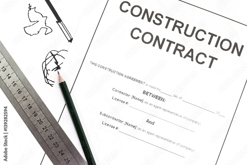 Close - up Blank construction contract paper